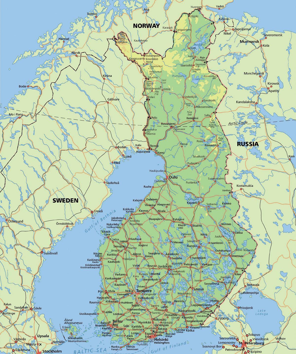 Mapa ng arctic circle Finland