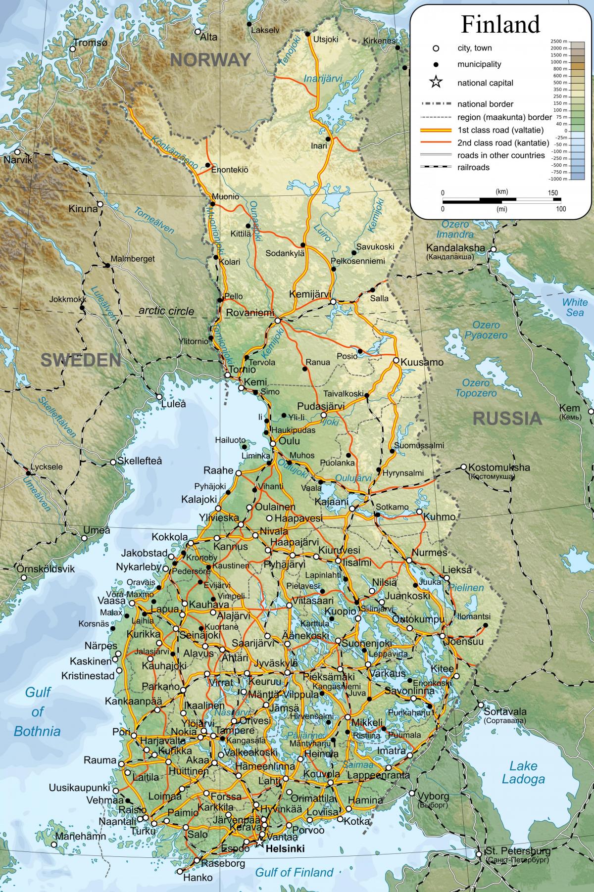 Mapa ng mga detalyadong mga mapa ng Finland
