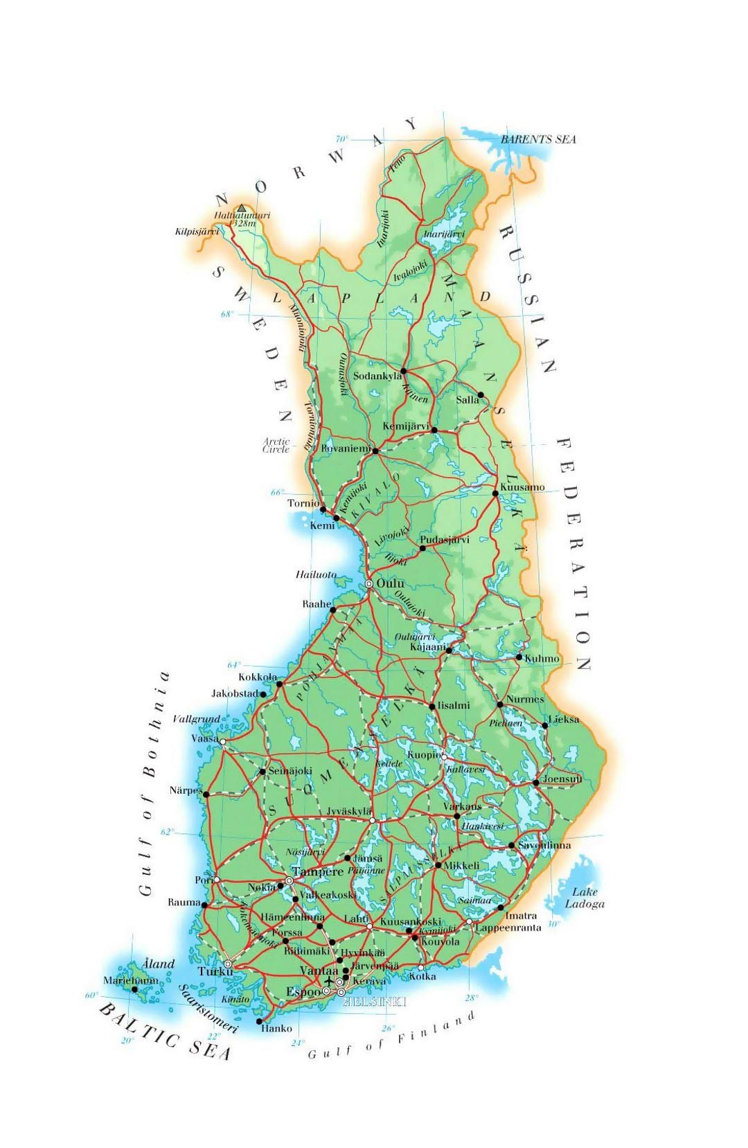 Mapa ng Finland elevation