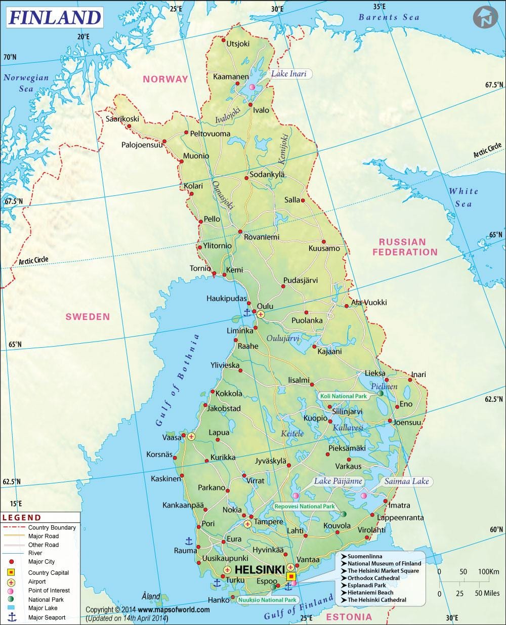 Mapa ng Finland heograpiya