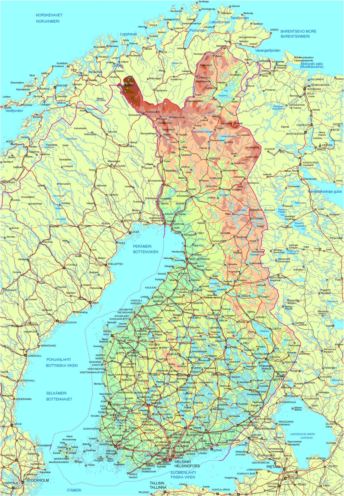 Mapa ng Finland kalsada