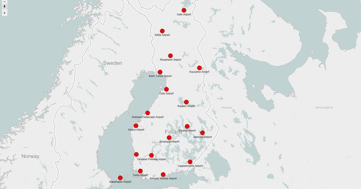 Mapa ng Finland paliparan