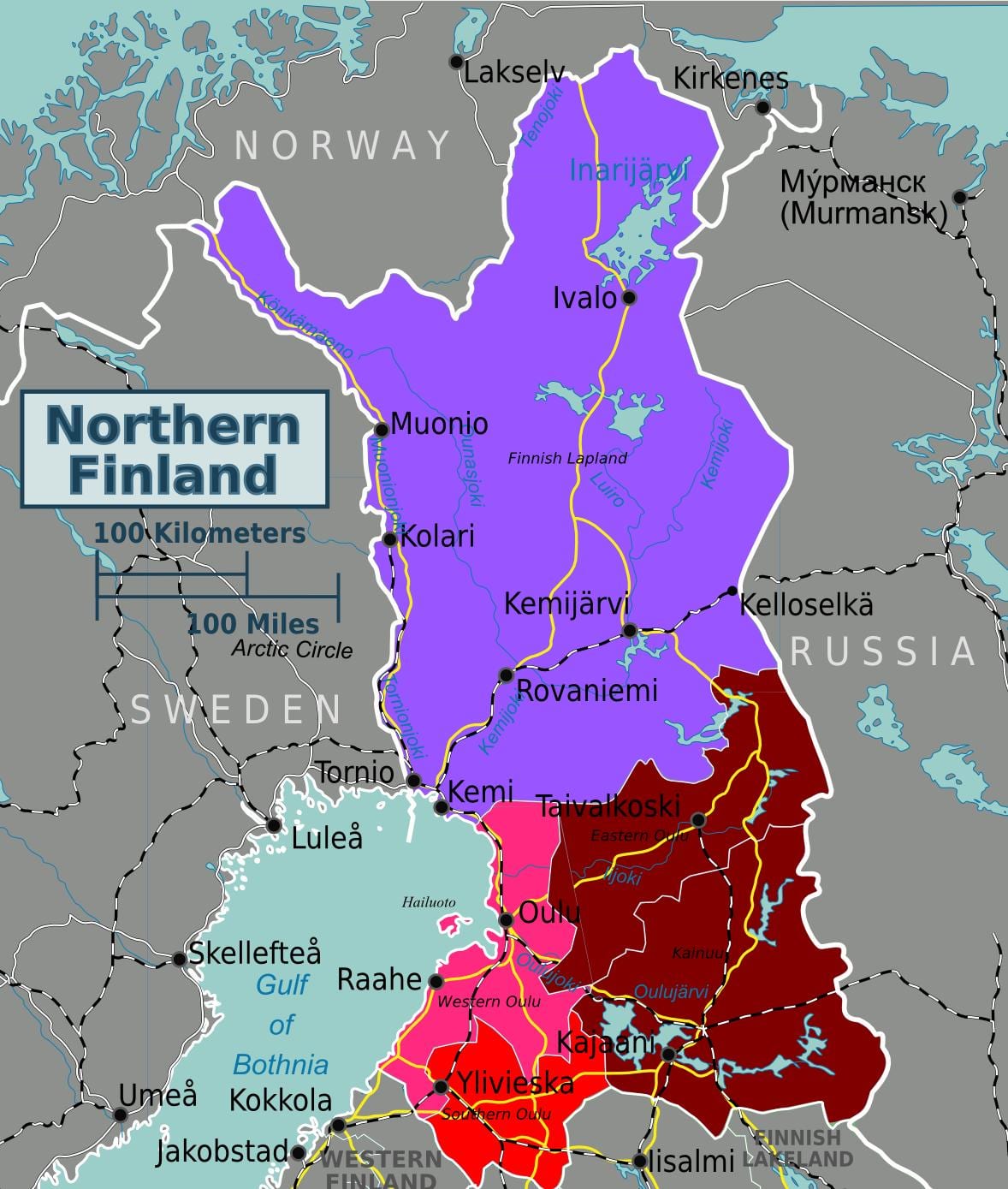 Mapa ng hilagang Finland