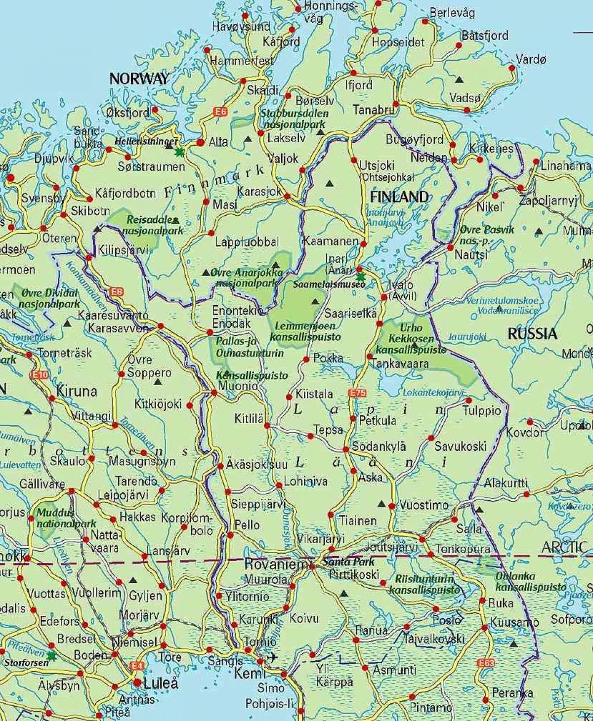 mapa ng Finland at lapland