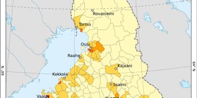 Finland populasyon density mapa