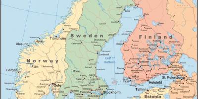 Mapa ng Finland at mga nakapaligid na mga bansa