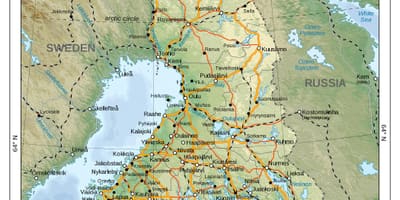 Mapa ng mga pisikal na mga Finland
